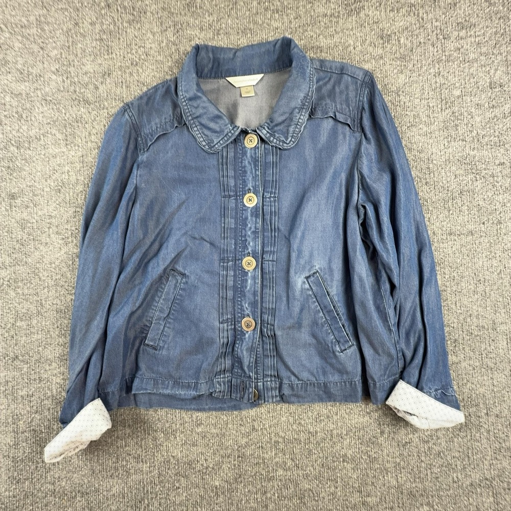 Christopher & Banks Jacket Womens Medium Blue Lyocell Denim Button Front Casual